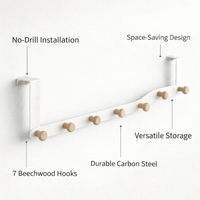 Bedroom Over the Door Hook Rack, Storage Organizer and Hanging Carbon Steel Coat for Dorm Room Students