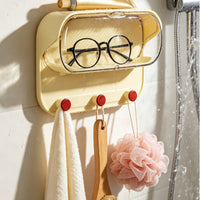 Wall-Mounted Glasses Storage Organizer Compact Glasses Case with Hooks Eyewear Holder with Cover Space-Saving Dustproof