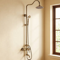 European-Style Antique Carved Shower Set, Brass, Wall-Mounted, Rain Shower