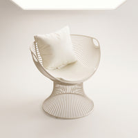 Gold-Tone Woven Metal Chair Contemporary Chair with Cushions Padded Furniture Comfy for Readers, Terrace