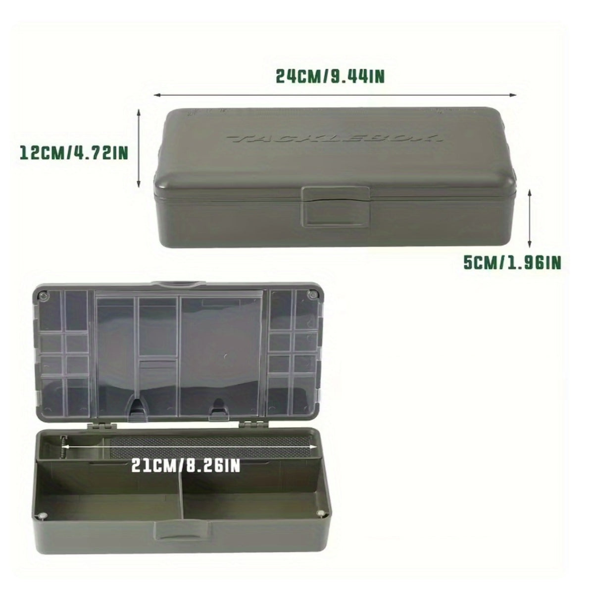 Hard Plastic Measuring Tackle Box Smoky Lid Slim-Profile Tackle Box Easy to Clean Divided Storage Container Transparent Design