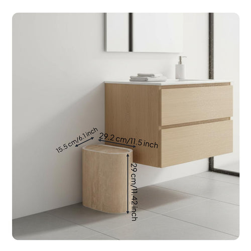 Wood Grain Trash Can Large Capacity Slim Trash Bin Easy to Open for Bathroom