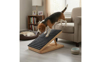 Ribbed Wooden Dog Ramp Staircase Bone-Shaped Handhold Pet Ramp Staircase Sloped Anti-Slip Pet Stairs Floor Protection for Raised Surfaces, Bedside
