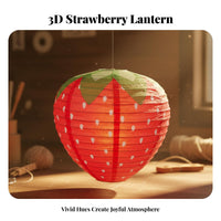 3D Strawberry Paper Lantern, Oval Shape, Children's DIY Party Foldable