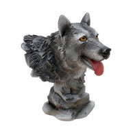 Wolf Bust Cartoon-Style Desk Ornament Sculpted for Bookshelf, Collectors