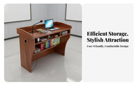 1 Lectern Classroom Presentation Desk Wooden Speech Stand Spacious Desktop Sturdy Construction Suitable for Lectures Meetings Speeches Auditoriums
