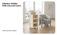 3-Tier Rolling Cart Nightstand Alternative Bedside Trolley With casters