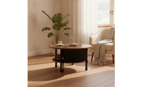 Vintage-Inspired Accent Table with Storage Shelves Ribbed End Table with Storage Shelf Small Sturdy for Reading Corner