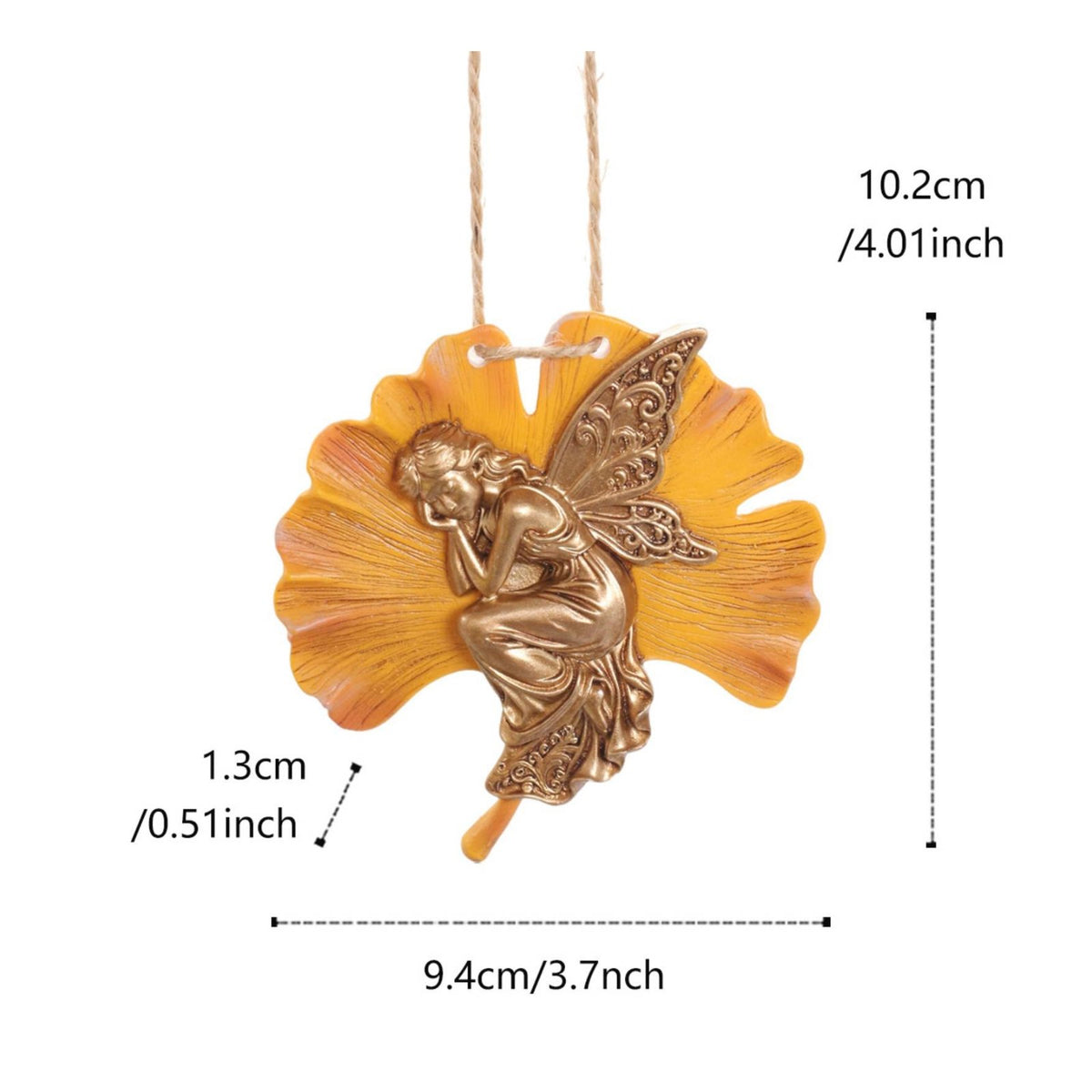 Ginkgo Frond Fairy Sign Detailed Sculpture Fairy Hanging Ornament Outdoor Decor