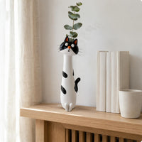 Feline Figurine Vase Nordic Style Resin Cat Statue Vase Handmade Table Ornament