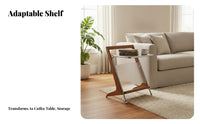2-Tier Rolling Side Table With casters Magazine Rack Sturdy Construction