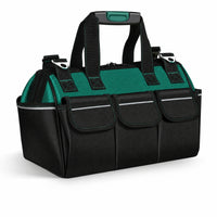 Tool Bag Tool Organizer Tool Storage Bag Handheld Tool Carrier with Multiple Front Flap Pockets and Shoulder Strap Suitable for Plumbers Technicians Maintenance Work