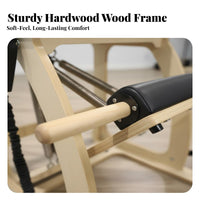 Commercial Grade Maple Wood Pilates Chair Sturdy and Hard-Wearing Pilates Stability Chair Adjustable Resistance Fitness Fitness Instructor Polished Finish for Postpartum Women, Beginners, People in Rehabilitation, Home Gym, Workout, Living Room