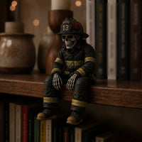 Firefighter Skeleton Shelf Sitter Macabre Tabletop Figure Spooky for Bookshelf