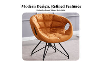 Rotating Upholstered Chair Padded Seat Tufted Bowl-Shaped Chair for Balcony