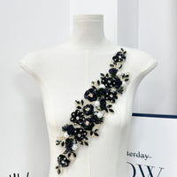 Heavy-Duty 3D Garment Accessory, Dress Box Decorative Beaded Rhinestone Lace Flower Fabric Patch
