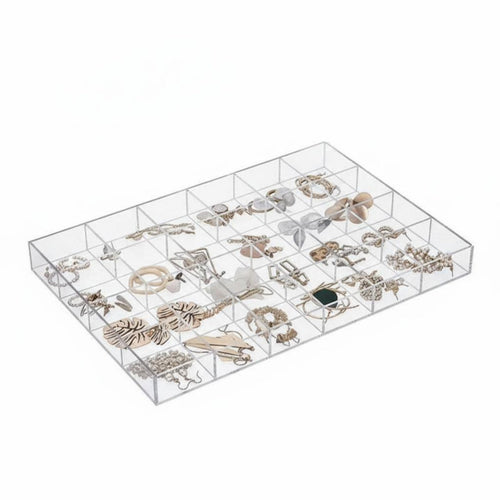 Compartment Jewelry Holder Transparent Clear Acrylic Organizer Tray Divided Earring Accessories Storage Containers for Closet