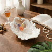Swan Fruit Plate Decorative Swan Dish with Gold Trim Romantic for Dining Table