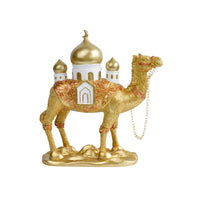 Gold Camel Figurine Painted Accents Ornate Camel Statue Middle Eastern-Inspired