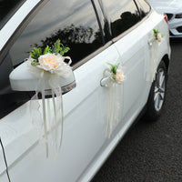 2 Pieces Wedding Car Flower Reusable Mirror Flower Decoration Pre Assembled