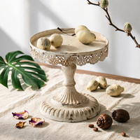 Decorative Tray with Pedestal Vintage Lace-Edge Pedestal Stand Antique-Style for Photography Styling