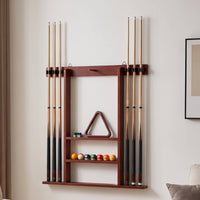 Pool Cue Rack with Accessory Storage Sturdy Pool Cue Rack Elegant for Home Bar