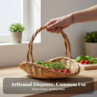 Fruit Picking Basket Hand-Woven Handled Gathering Basket Handmade for outdoor mealkers
