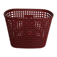 Imitation Wicker Bike Basket with Hardware Woven-Look Plastic Cycle Basket Sturdy Lightweight for Commuting
