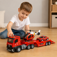 Vehicle Toys, Transport Truck with Toy Helicopter, Toy Cars for Kids 4-6 Years Old, Interactive Simulation Game