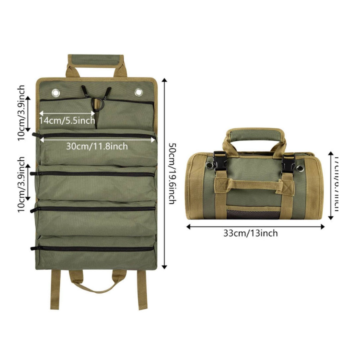 Multi-Pocket Tool Roll Organizer Heavy Duty Roll up Tool Bag for Electricians, Mechanics, Craftsmen, Car, Garage, Job Site