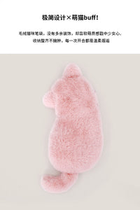 卡通可爱猫咪毛绒笔袋 康乐屋轻便大容量多用收纳袋化妆包批发