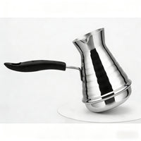 Stainless Steel Turkish Coffee Cup with Milk Frother and Latte Art Pitcher, Induction Compatible