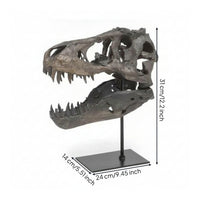 Resin Dinosaur Skull Open Jaw Decor Statue Bone-Like Details