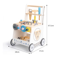 wood kids Activity Cart Storage Space Wooden Infant Sit to Stand Learning Toy Smooth Movement Educational Push Toy for Young Children, Infants, Playroom