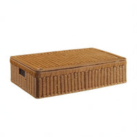 Woven Container Box Handwoven Rattan Style Storage Basket Bin Dust Protection