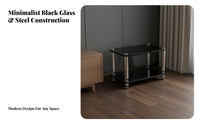 Reinforced Glass Audio Rack Sturdy Construction Shock-Absorbing Amplifier Stand Stainless Steel Columns Stereo System Equipment Stand for Living Room