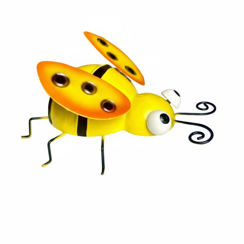 Metal Bee Ornament Weather Resistant Wrought Iron Decor Vibrant Colors