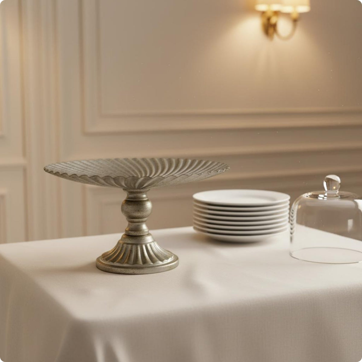 Vintage Flower Stand Multi-Use Metal Pedestal Tray Elegant for Hotel, Banquet
