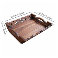 Beverage Tray Long-Lasting Wooden Tray Sleek Polished Surface for Living Room