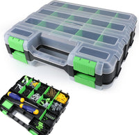 34-Compartment Double-Sided Tool Storage Box with Removable Dividers