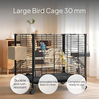 Parrot Cage with Wheels and Drawer Base, Multi-Door