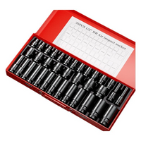 Deep socket set for electric wrenches