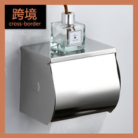 304 Stainless Steel Toilet Paper Holder with Shelf, Square, Polished