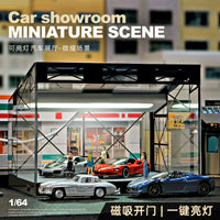 收藏家1:64微缩场景仿真汽车仓库展示收纳送礼亮灯