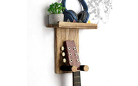 Guitar Wall Hanger Shelf Multi-Use Guitar Wall Hanger with Shelf Rustic Design Wooden Instrument Holder for Music Enthusiasts, Home Studio, Bedroom