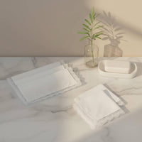 6 Pieces White Cotton Handkerchief Handmade DIY Cotton Hanky Washable for Travel