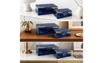 2 Pieces Jewelry Box with Hinged Lid Decorative Velvet Lined Jewelry Box Sturdy Display Case for Vanity