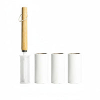 Replaceable Refill Sticky Lint Roller Easy Peel Sheets Wooden Handle Lint Roller Diagonal Tear Design for Away Ice Workers, Home
