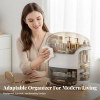 Lidded Cosmetic Case with Drawers No Assembly Required Vanity Organizer