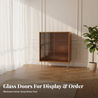 Vintage Hutch Cabinet Glass Doors book cabinet Multi-Functional Easy to Clean for Decor fans, Families, Living Room, Hallway